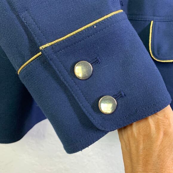 CHICO'S Blazer Military Sargent Pepper Hidden Hook Eye Closure Gold Piping Trim - Picture 8 of 15
